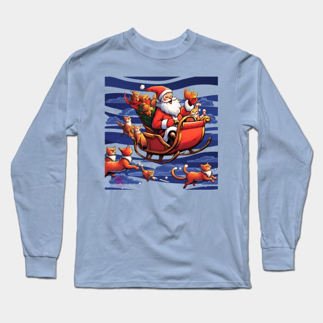 Santa and cats Long Sleeve T-Shirt by Viper Unconvetional Concept